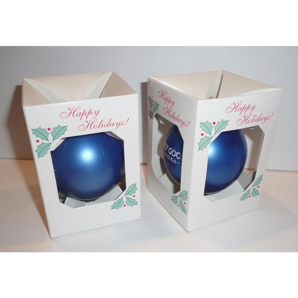 2 Grey Goose Vodka Holiday Ornaments Blue Bulbs Plastic Christmas Tree Lot - Picture 4 of 5